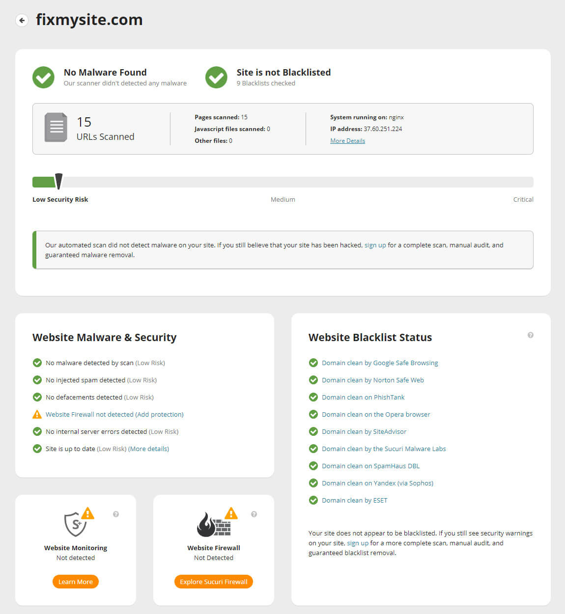 Sucuri SiteCheck