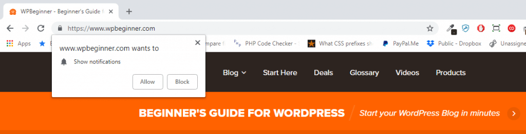 WPBeginner (Chrome) - Push Notification