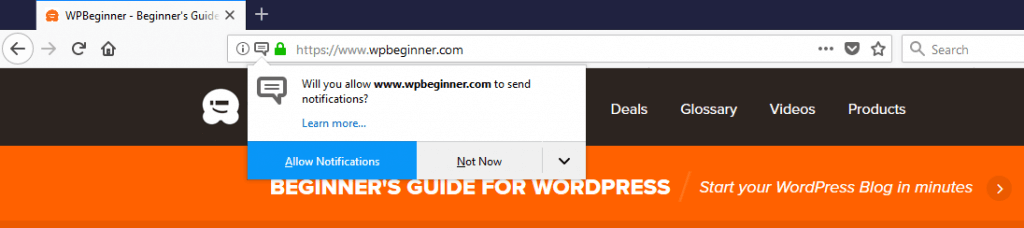 WPBeginner (Firefox) - Push Notification