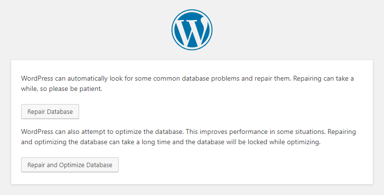 WordPress - Repair Database
