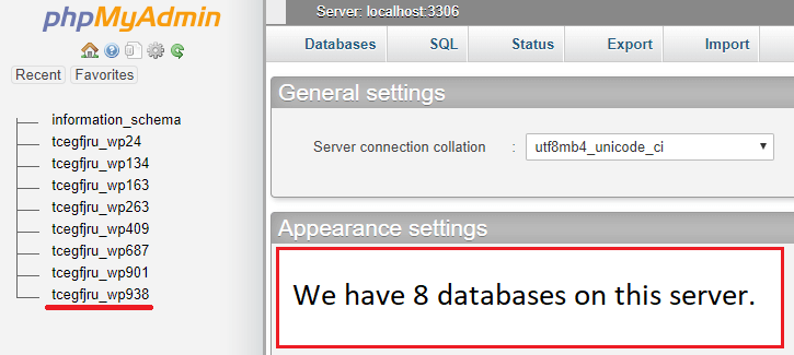 database names
