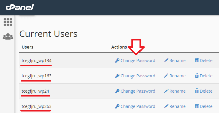 database user - change password