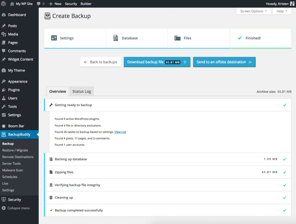 BackupBuddy Admin