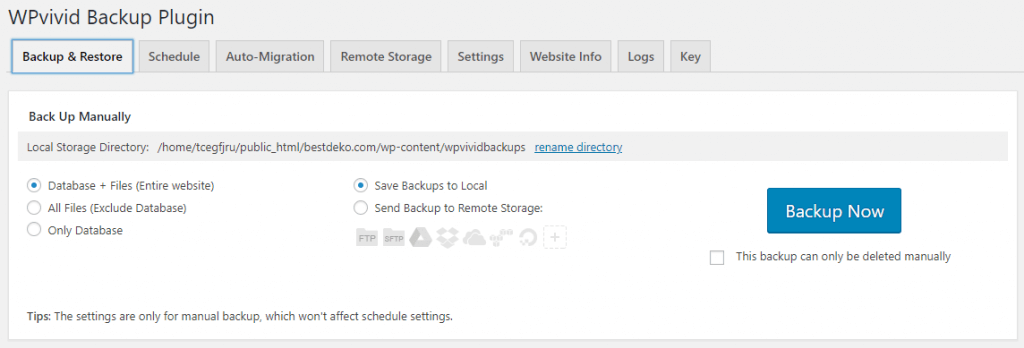WPvivid Admin 1