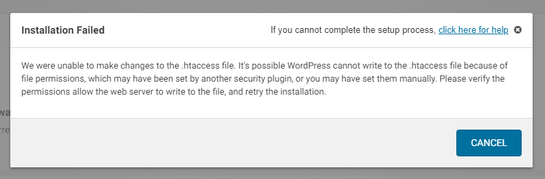 WordFence - Installation Failed