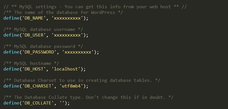wp-config file details