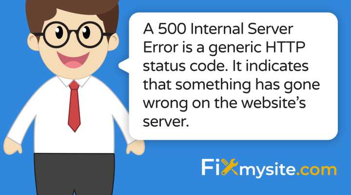 A 500 internal server error is a generic HTTP status code. It indicates that something has gone wrong with the website's server