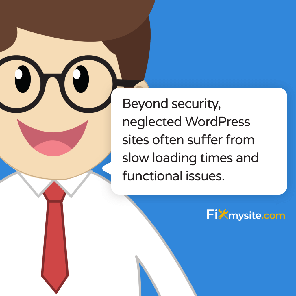 Beyond security, neglected WordPress sites often suffer from slow loading times and functional issues.