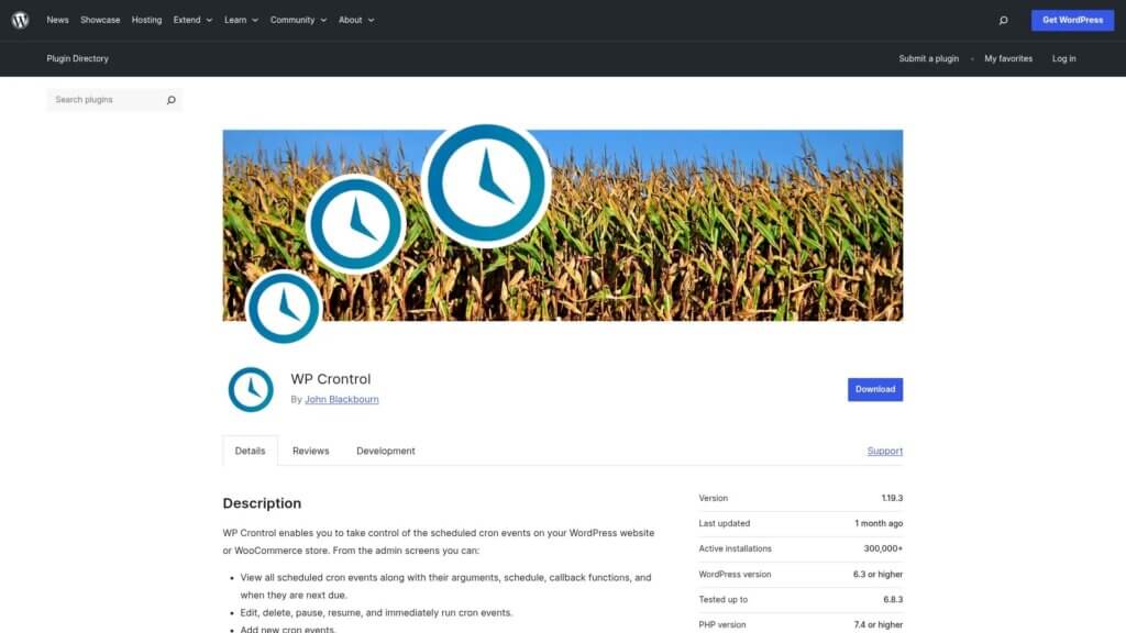 Screenshot of https://wordpress.org/plugins/wp-crontrol/
