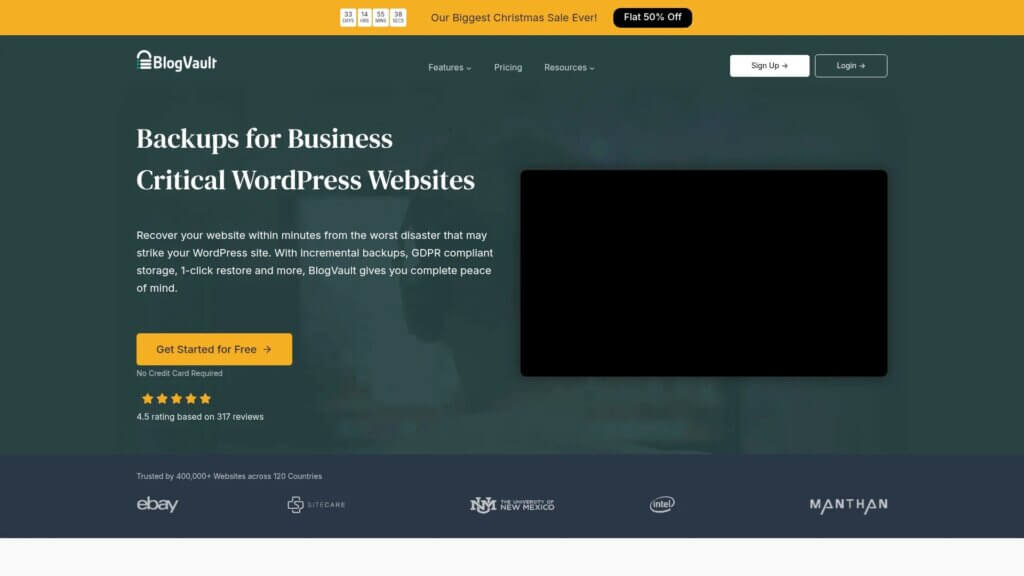 Screenshot of https://blogvault.net