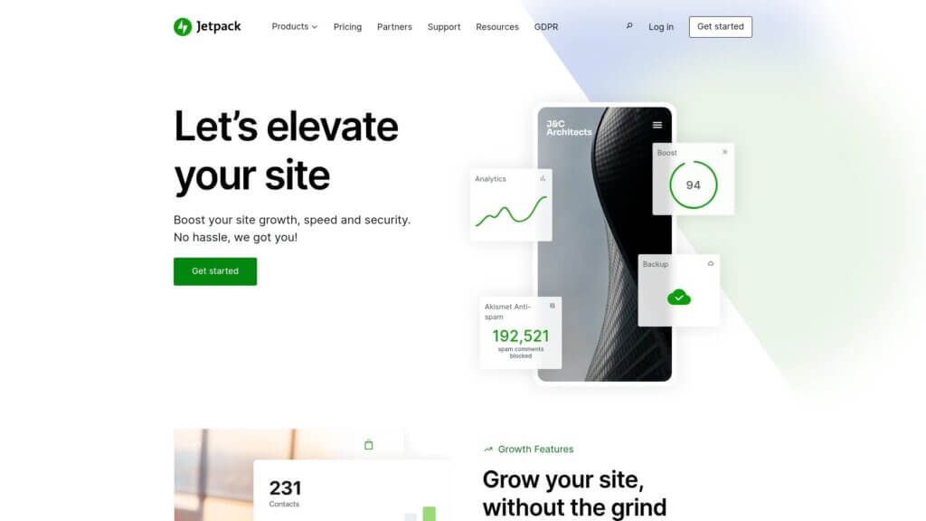 Screenshot of https://jetpack.com