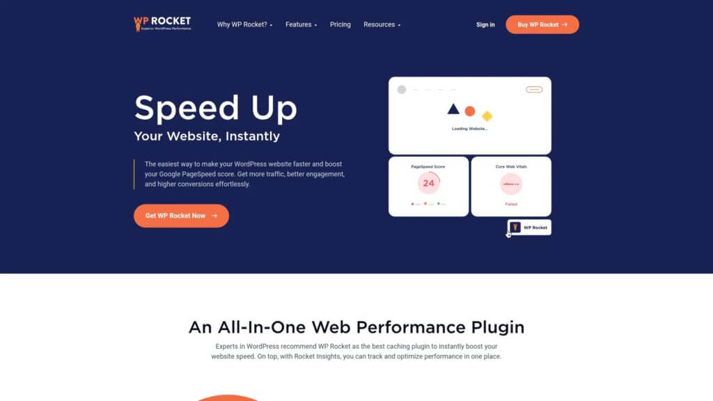 Screenshot of https://wp-rocket.me