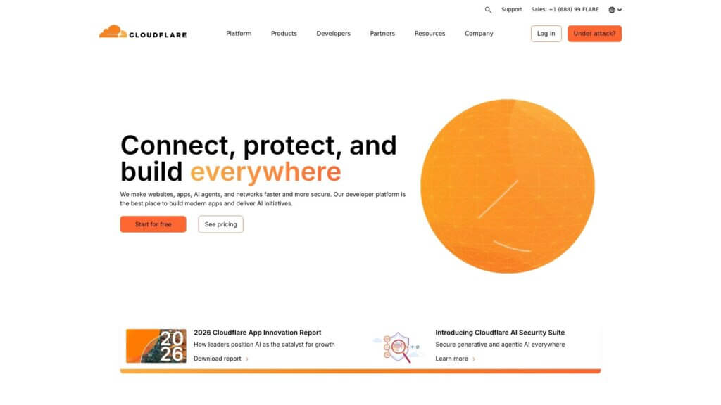 Screenshot of https://www.cloudflare.com