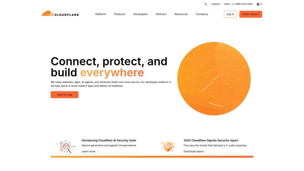 Screenshot of https://www.cloudflare.com