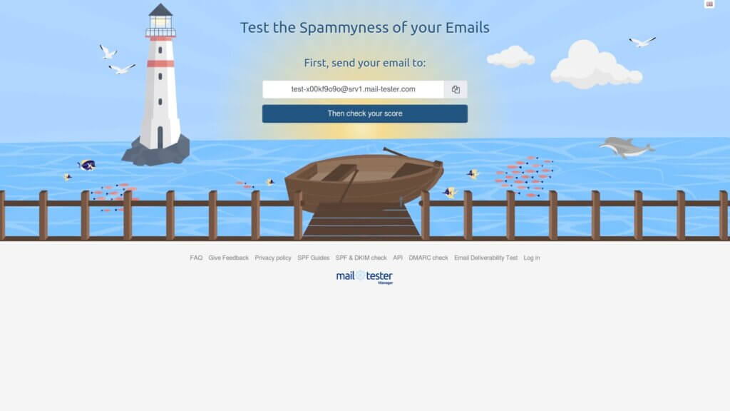 Screenshot of mailtester homepage