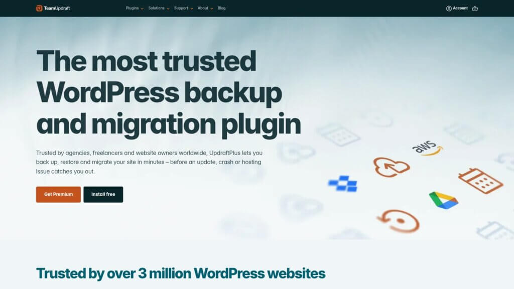 Screenshot of https://updraftplus.com/