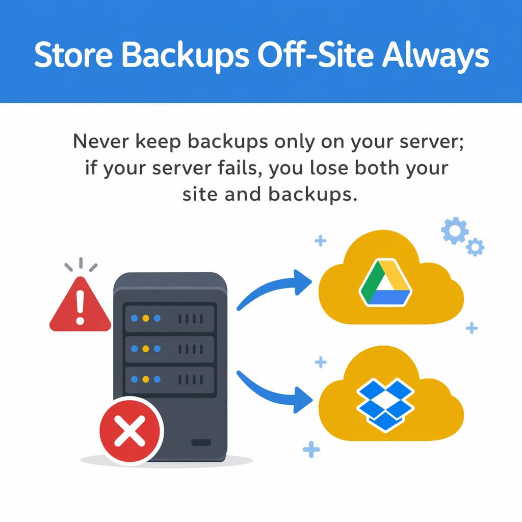 Store backups off-site always