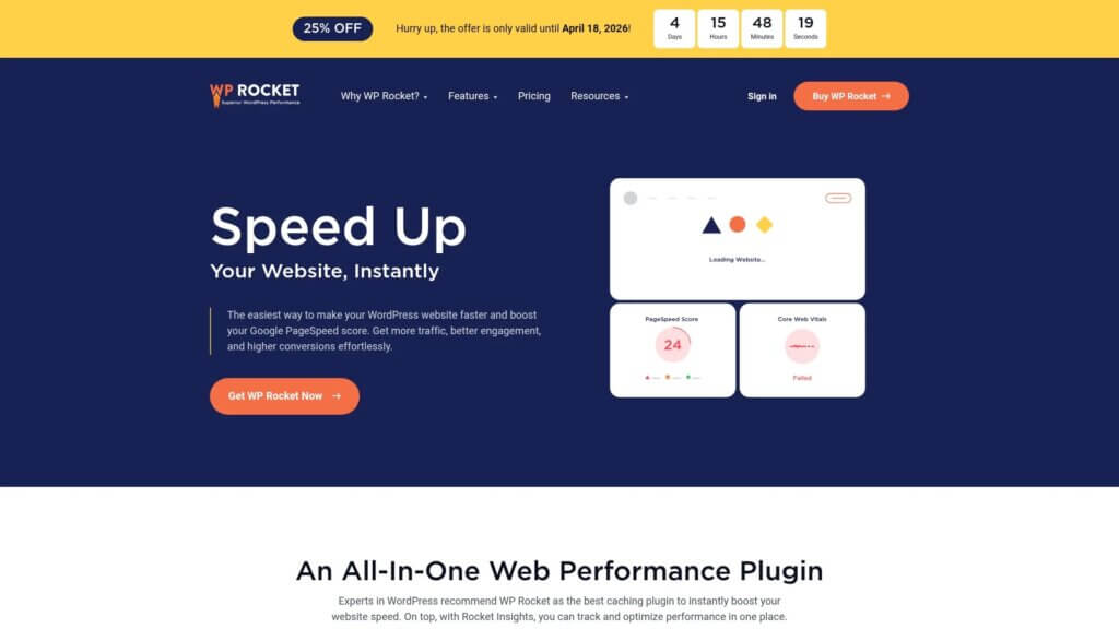 Screenshot of https://wp-rocket.me