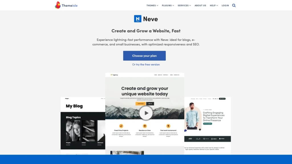Screenshot of https://themeisle.com/themes/neve