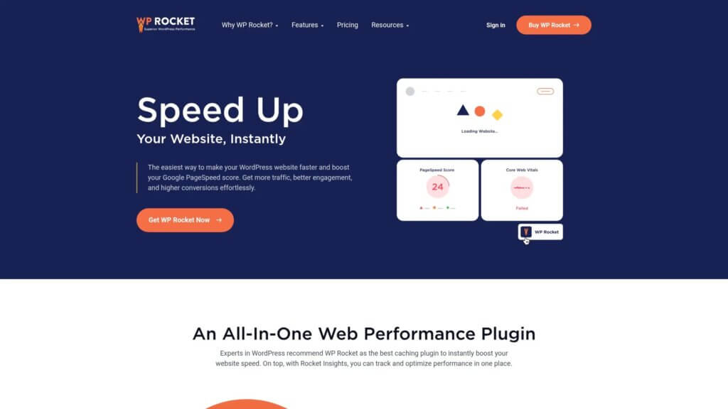 Screenshot of https://wp-rocket.me
