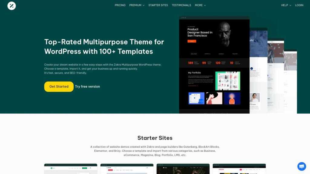 Screenshot of https://zakratheme.com