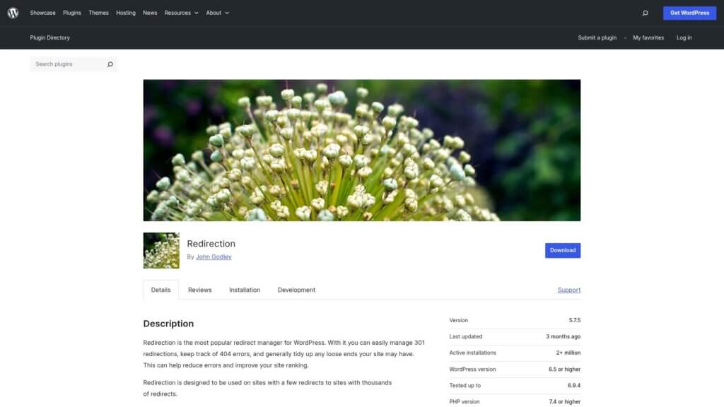 Screenshot of https://wordpress.org/plugins/redirection/